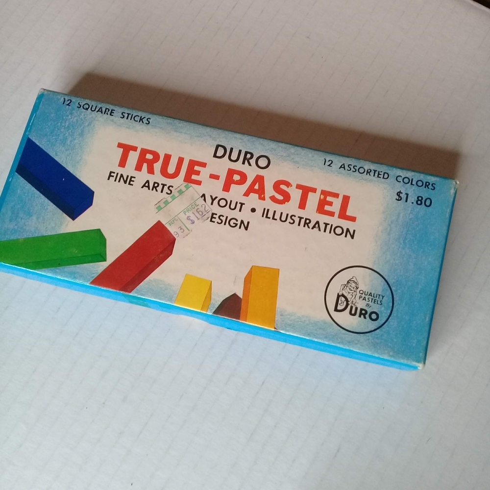 Vintage Duro True Pastel 12 Square Chalk Sticks Bright Assorted Colors 2 Broken
